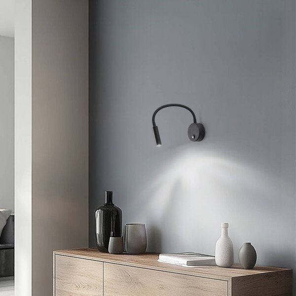 TK Lighting Nástenné svetlo Lagos, 45 cm, čierne, lampa na čítanie, nastaviteľné, G9, Čierna, Spálňa, kov, Moderný, Svetlo na čítanie