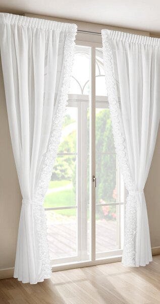 ZÁCLONA NA PÁSKE EVA MINGE ROSES, SADA 2KS 140X270 CM BIELA