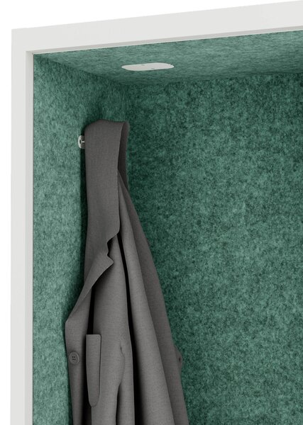 Skriňa so sedadlom a zónou ticha SALLY MentalBox, biela konštrukcia, zelené sedadlo, 1850 x 600 x 400 mm