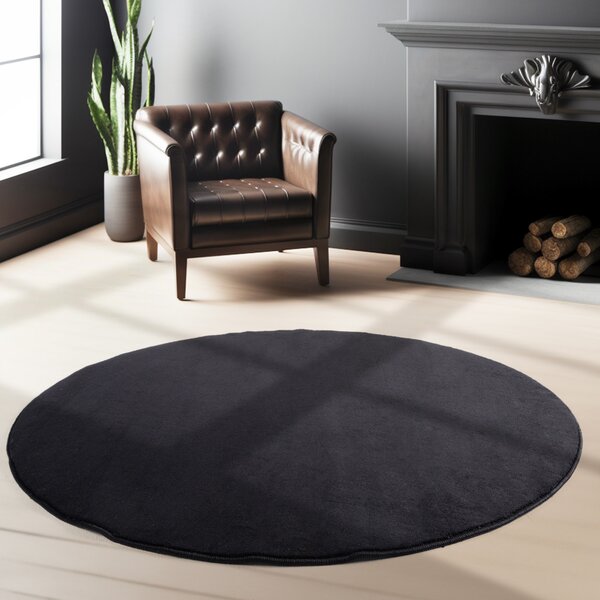 Ayyildiz, Kusový koberec Sky 5400 Black kruh, 120x120 (priemer) kruh, čierna, obývacia izba