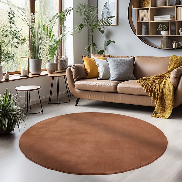 Ayyildiz , Kusový koberec Sky 5400 Brown kruh, 120x120 (priemer) kruh, hnedá, obývacia izba