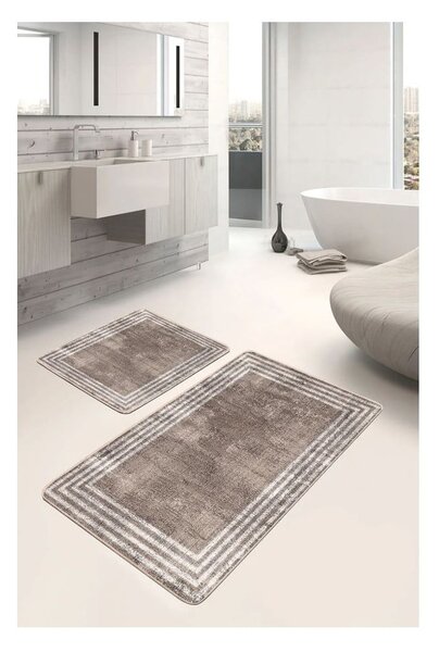 Hnedé zamatové kúpeľňové predložky v súprave 2 ks 60x100 cm – Mila Home