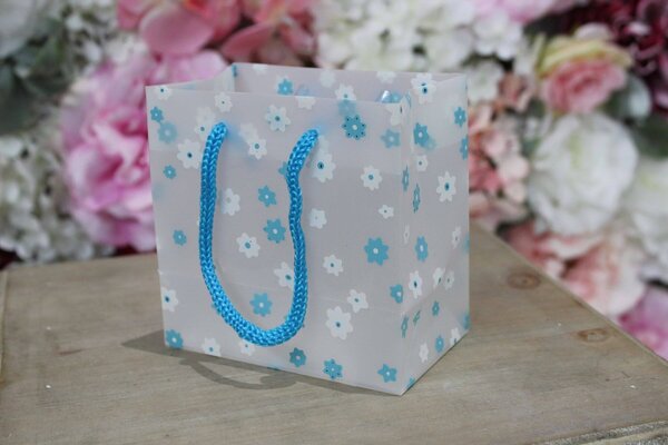 Modrá kvetinková darčeková taška 11cm