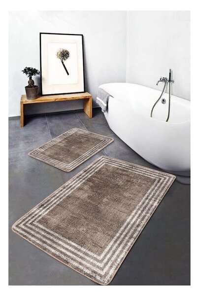 Hnedé zamatové kúpeľňové predložky v súprave 2 ks 60x100 cm – Mila Home