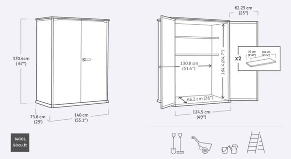 Záhradná skrinka SECTION BOX 1400L | hnedá