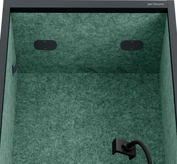 Skriňa so sedadlom a zónou ticha SALLY MentalBox, antracitová konštrukcia, zelené sedadlo, 1850 x 600 x 400 mm