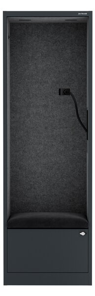 Skriňa so sedadlom a zónou ticha SALLY MentalBox, antracitová konštrukcia, tmavošedé sedadlo, 1850 x 600 x 400 mm