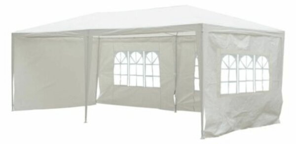 KONDELA Záhradný párty stan, biela, 3x6 m, TEKNO TYP 2 + 6 bočných strán