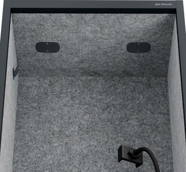 Skriňa so sedadlom a zónou ticha SALLY MentalBox, antracitová konštrukcia, šedé sedadlo, 1850 x 600 x 400 mm