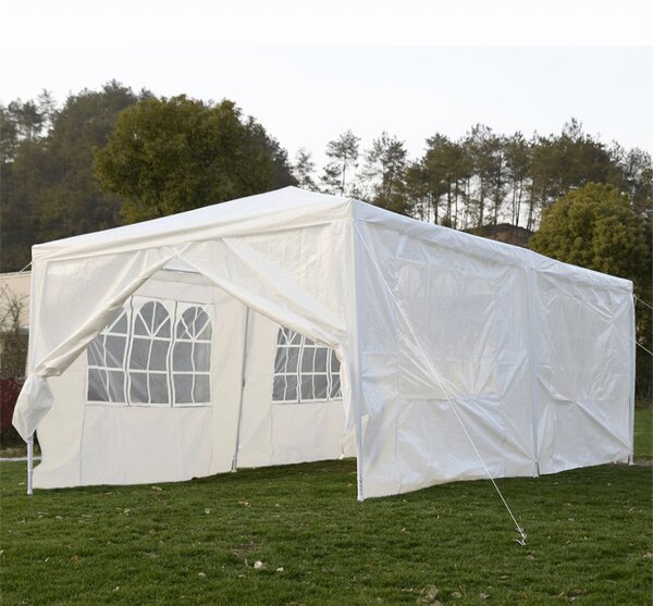 KONDELA Záhradný párty stan, biela, 3x6 m, TEKNO TYP 2 + 6 bočných strán