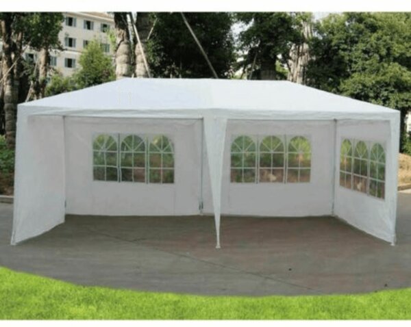 KONDELA Záhradný párty stan, biela, 3x6 m, TEKNO TYP 2 + 6 bočných strán
