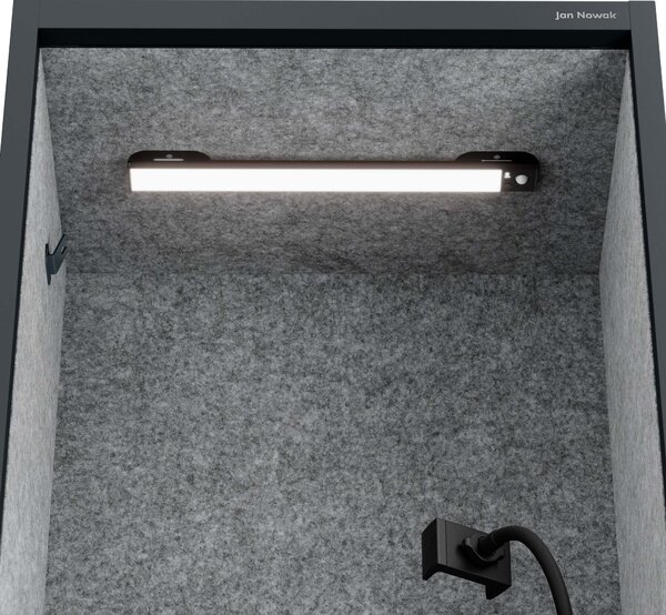 Skriňa so sedadlom a zónou ticha SALLY MentalBox, antracitová konštrukcia, šedé sedadlo, 1850 x 600 x 400 mm