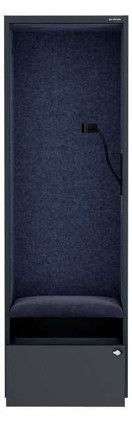 Skriňa so sedadlom a zónou ticha SALLY MentalBox, antracitová konštrukcia, tmavomodré sedadlo, 1850 x 600 x 400 mm