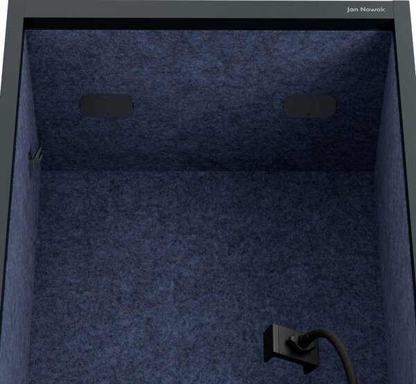 Skriňa so sedadlom a zónou ticha SALLY MentalBox, antracitová konštrukcia, tmavomodré sedadlo, 1850 x 600 x 400 mm