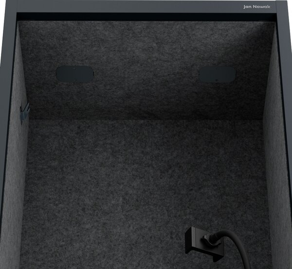 Skriňa so sedadlom a zónou ticha SALLY MentalBox, antracitová konštrukcia, tmavošedé sedadlo, 1850 x 600 x 400 mm