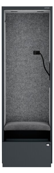 Skriňa so sedadlom a zónou ticha SALLY MentalBox, antracitová konštrukcia, šedé sedadlo, 1850 x 600 x 400 mm