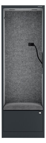 Skriňa so sedadlom a zónou ticha SALLY MentalBox, antracitová konštrukcia, šedé sedadlo, 1850 x 600 x 400 mm