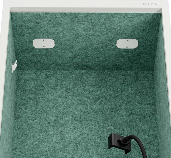 Skriňa so sedadlom a zónou ticha SALLY MentalBox, biela konštrukcia, zelené sedadlo, 1850 x 600 x 400 mm