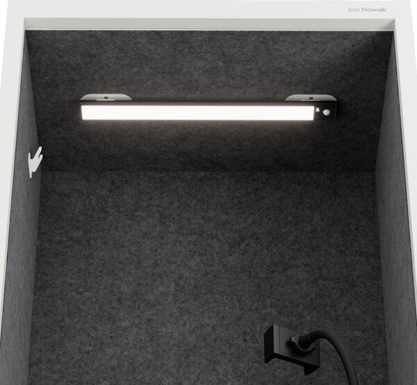Skriňa so sedadlom a zónou ticha SALLY MentalBox, biela konštrukcia, tmavošedé sedadlo, 1850 x 600 x 400 mm