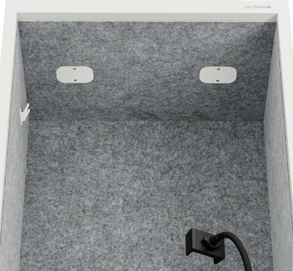 Skriňa so sedadlom a zónou ticha SALLY MentalBox, biela konštrukcia, šedé sedadlo, 1850 x 600 x 400 mm