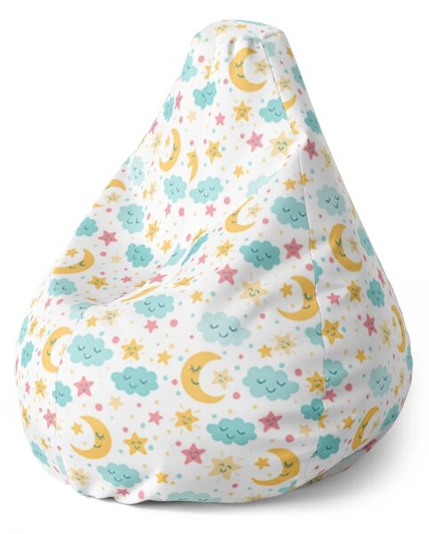 Sablio Sedací vak Pear Mesiac a modré obláčiky - 70 x 95 x 15 cm