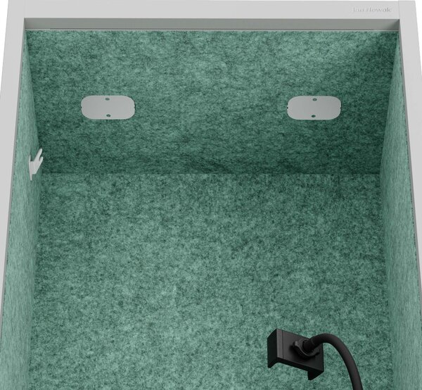 Skriňa so sedadlom a zónou ticha SALLY MentalBox, šedá konštrukcia, zelené sedadlo, 1850 x 600 x 400 mm