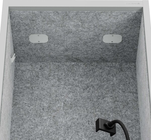 Skriňa so sedadlom a zónou ticha SALLY MentalBox, šedá konštrukcia, šedé sedadlo, 1850 x 600 x 400 mm