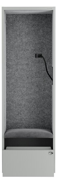 Skriňa so sedadlom a zónou ticha SALLY MentalBox, šedá konštrukcia, šedé sedadlo, 1850 x 600 x 400 mm