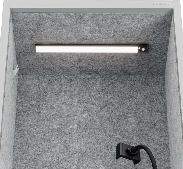 Skriňa so sedadlom a zónou ticha SALLY MentalBox, šedá konštrukcia, šedé sedadlo, 1850 x 600 x 400 mm