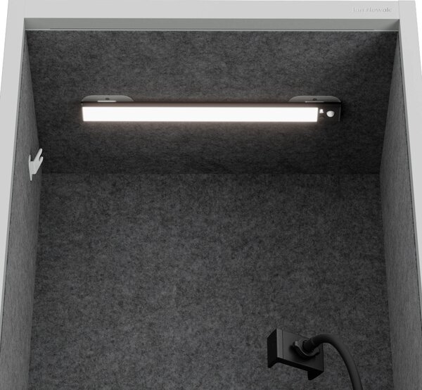 Skriňa so sedadlom a zónou ticha SALLY MentalBox, šedá konštrukcia, tmavošedé sedadlo, 1850 x 600 x 400 mm
