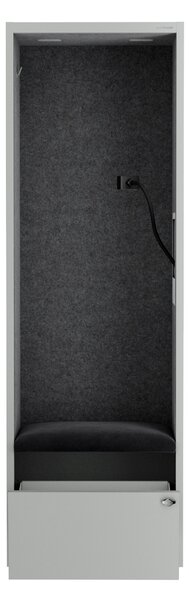Skriňa so sedadlom a zónou ticha SALLY MentalBox, šedá konštrukcia, tmavošedé sedadlo, 1850 x 600 x 400 mm