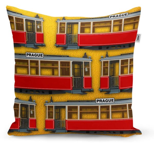Sablio Vankúš Pražské historické električky Žltý Pattern - 40x40 cm