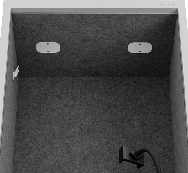 Skriňa so sedadlom a zónou ticha SALLY MentalBox, šedá konštrukcia, tmavošedé sedadlo, 1850 x 600 x 400 mm