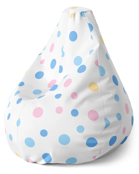 Sablio Sedací vak Pear Farebné bodky na biele - 70 x 95 x 15 cm