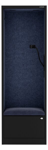 Skriňa so sedadlom a zónou ticha SALLY MentalBox, čierna konštrukcia, tmavomodré sedadlo, 1850 x 600 x 400 mm