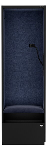 Skriňa so sedadlom a zónou ticha SALLY MentalBox, čierna konštrukcia, tmavomodré sedadlo, 1850 x 600 x 400 mm