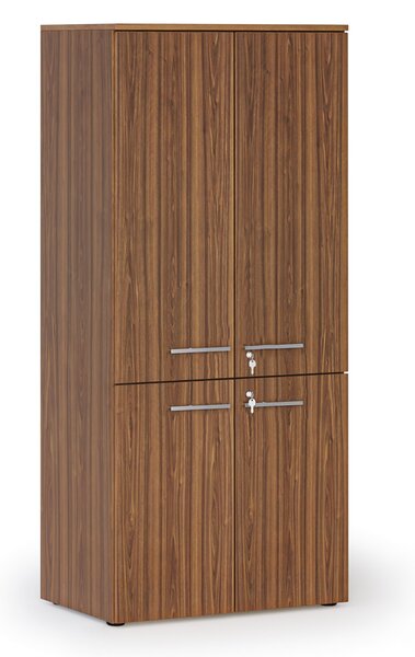 Kancelárska policová skriňa PRIMO WOOD, polené dvere, 800 x 500 x 1781 mm, orech