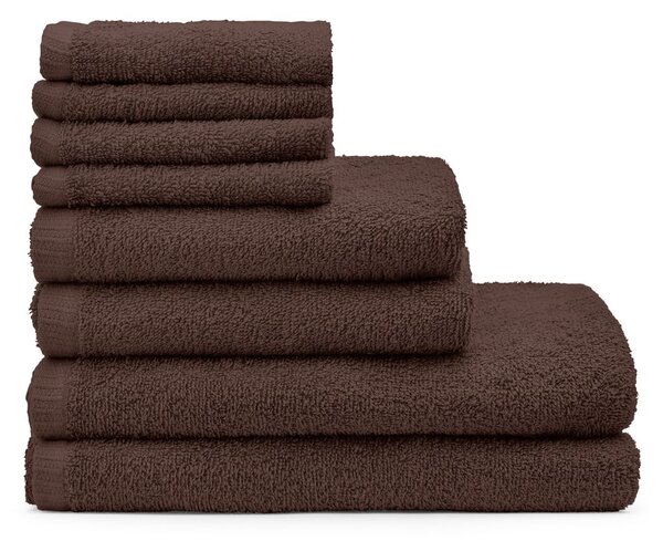 Hnedé rýchloschnúce/froté bavlnené uteráky a osušky v súprave 8 ks Quick Dry – Catherine Lansfield