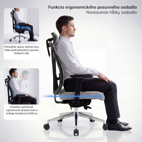Ergonomická kancelárska stolička sivá VECTOR
