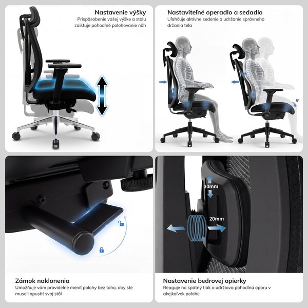 Ergonomická kancelárska stolička hnedá VECTOR