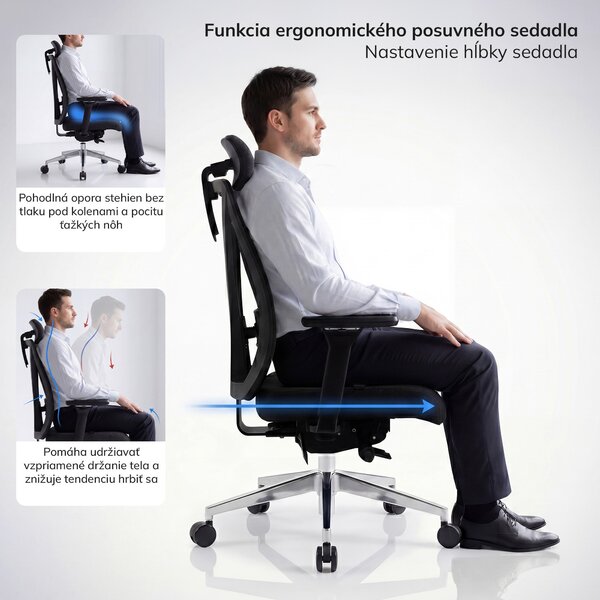 Ergonomická kancelárska stolička čierna so sieťovinou VECTOR