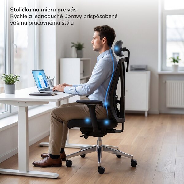 Ergonomická kancelárska stolička čierna so sieťovinou VECTOR