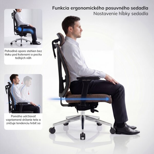 Ergonomická kancelárska stolička hnedá VECTOR