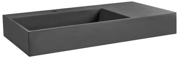 Nástenné závesné kúpeľňové umývadlo matná čierna minerálny odliatok 90 x 48 cm obdĺžnikové