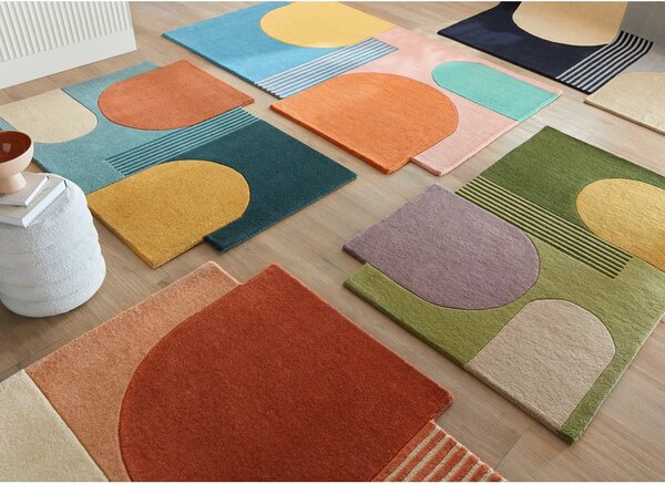 Modrý ručne tkaný vlnený koberec 120x180 cm Lozenge Bright Multi – Flair Rugs