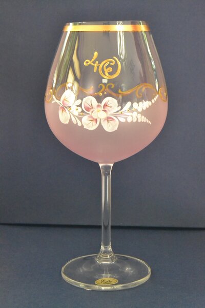Výročný pohár na 40. narodeniny - NA VÍNO - ružový (v. 23 cm) 650 ml