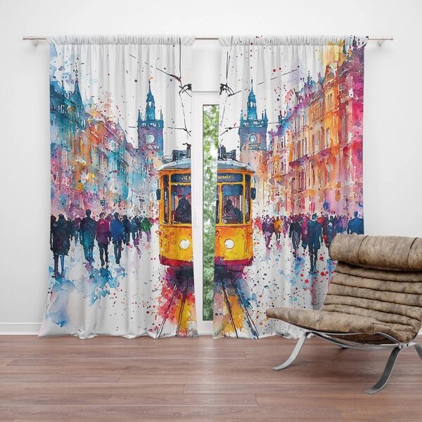Sablio Záves Žltá električka Paint: 2ks 140x250cm