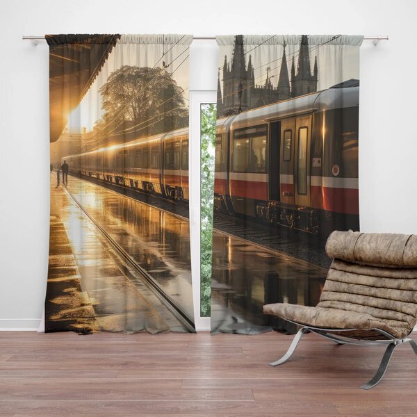 Sablio Záves Vlak na stanici pri východe slnka: 2ks 140x250cm
