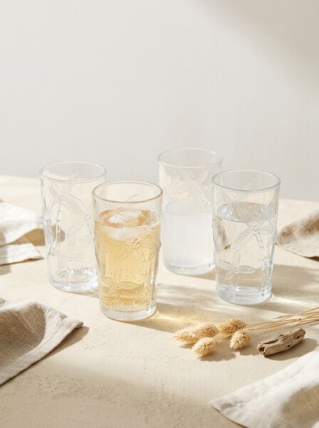Sinsay - Sada pohárov s reliéfnym vzorom paliem 4 pack - clear