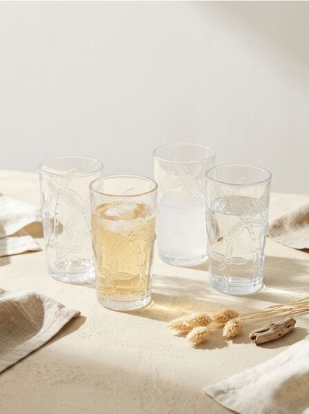 Sinsay - Sada pohárov s reliéfnym vzorom paliem 4 pack - clear